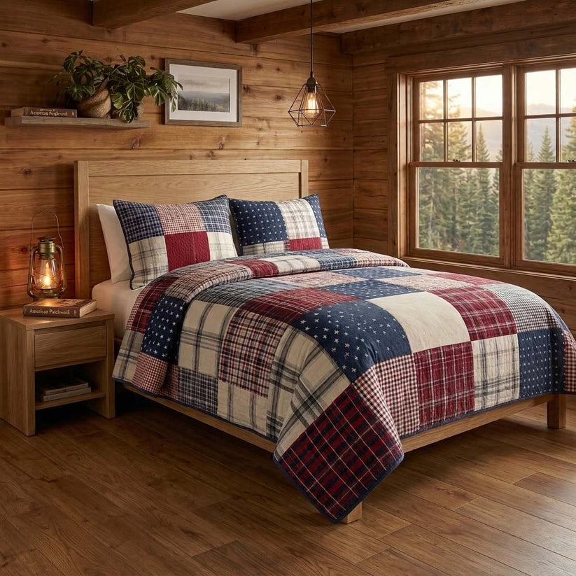 Vintage Americana Patchwork Quilted Bedding Set LD114