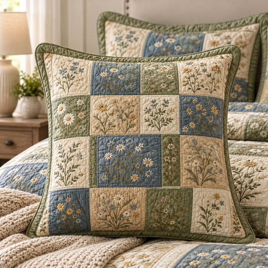 Cottagecor Daisy & Wildflower Quilted Pillow Cover LD118QLTPLC