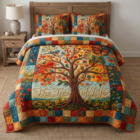 Rustic Tree of Life Quilted Bedding Set LD128