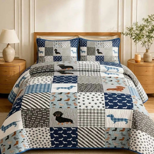 Dachshund Dog Patchwork Quilted Bedding Set LD151