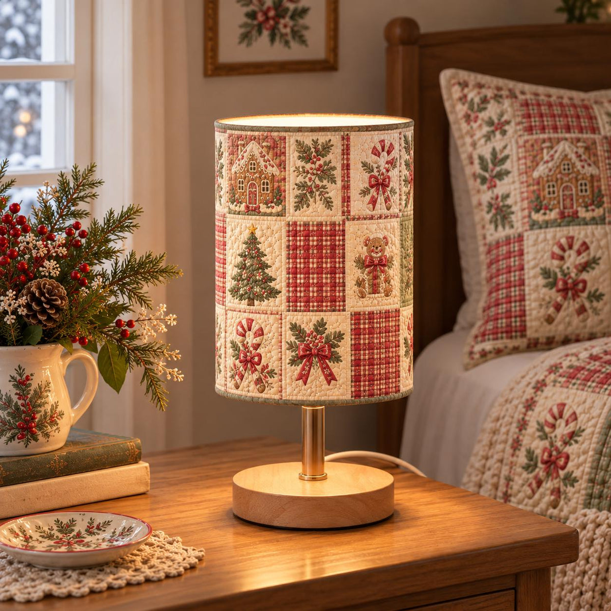Vintage Christmas Patchwork Fabric Lamp LD153FBLP