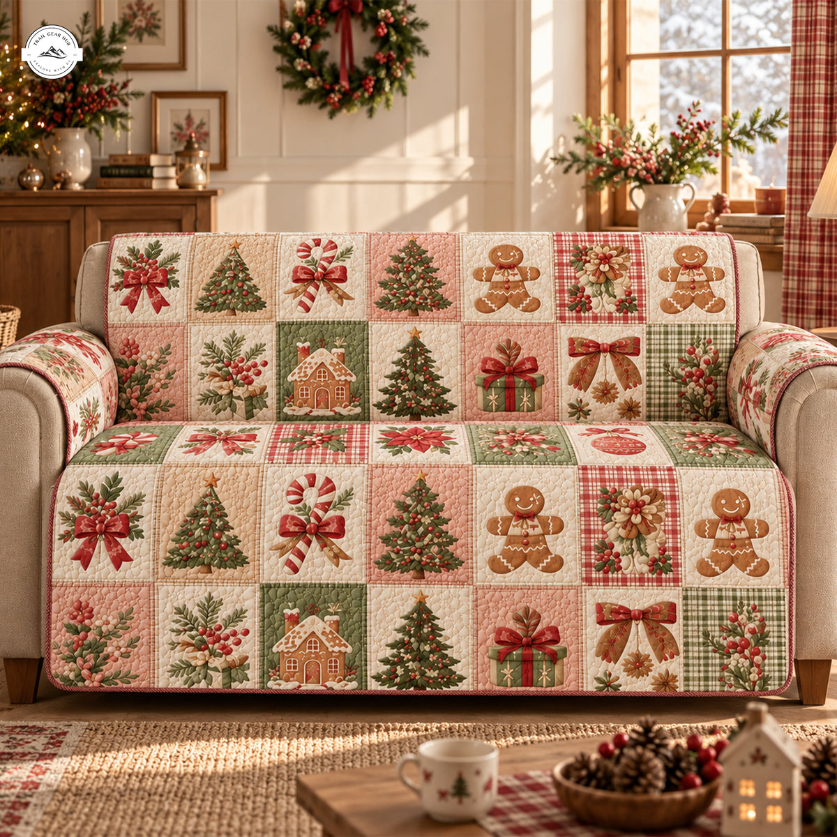 Vintage Christmas Patchwork Quilted Seat Sofa LD153QLTSS