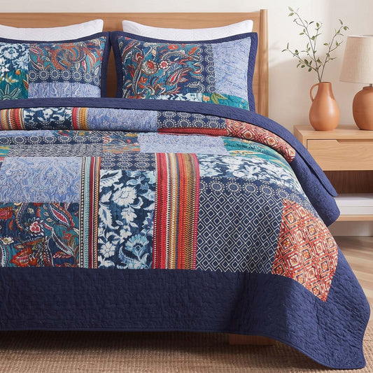 Vintage Bohemian Patchwork Quilted Bedding Set LD161