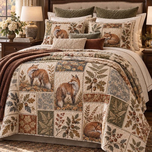 Woodland Deer Botanical Quilted Bedding Set LD200