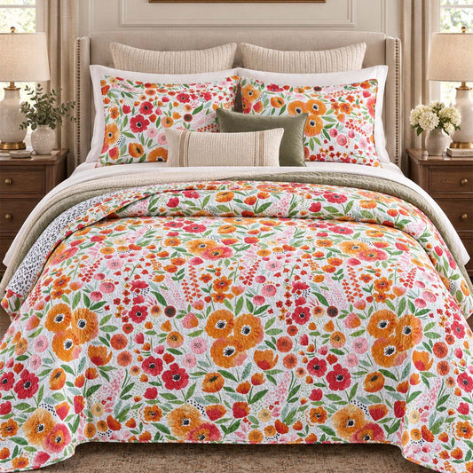Fresh & Vibrant Floral Quilted Bedding Set LD208
