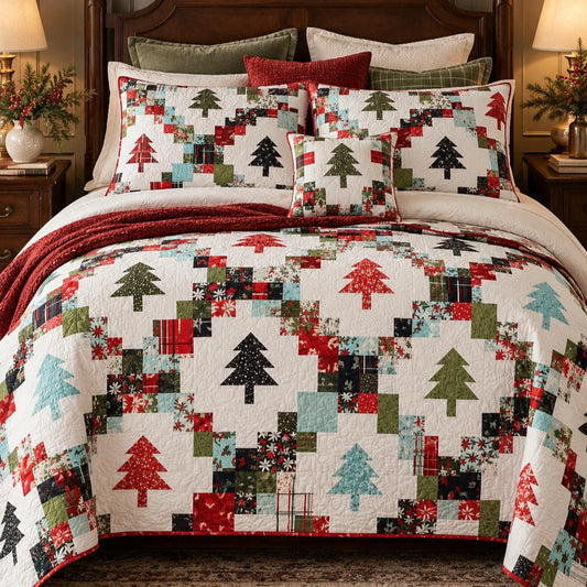 Christmas Tree Patchwork Quilted Bedding Set LD222