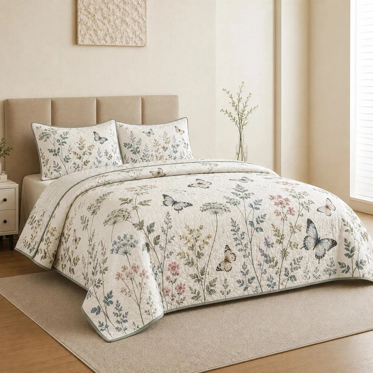 Butterfly Garden Quilted Bedding Set LD225