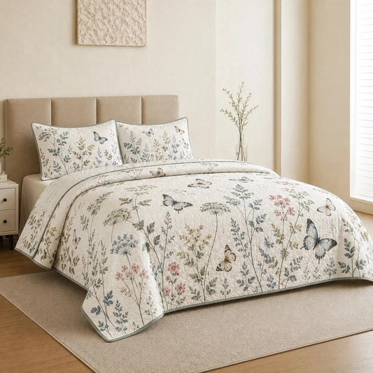 Butterfly Garden Quilted Bedding Set LD225