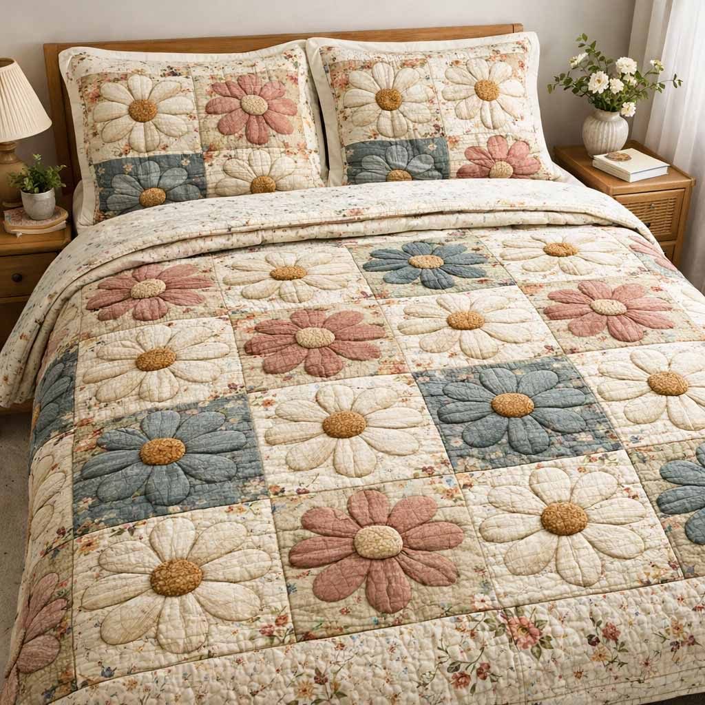 Heirloom Bloom Quilted Bedding Set LD227
