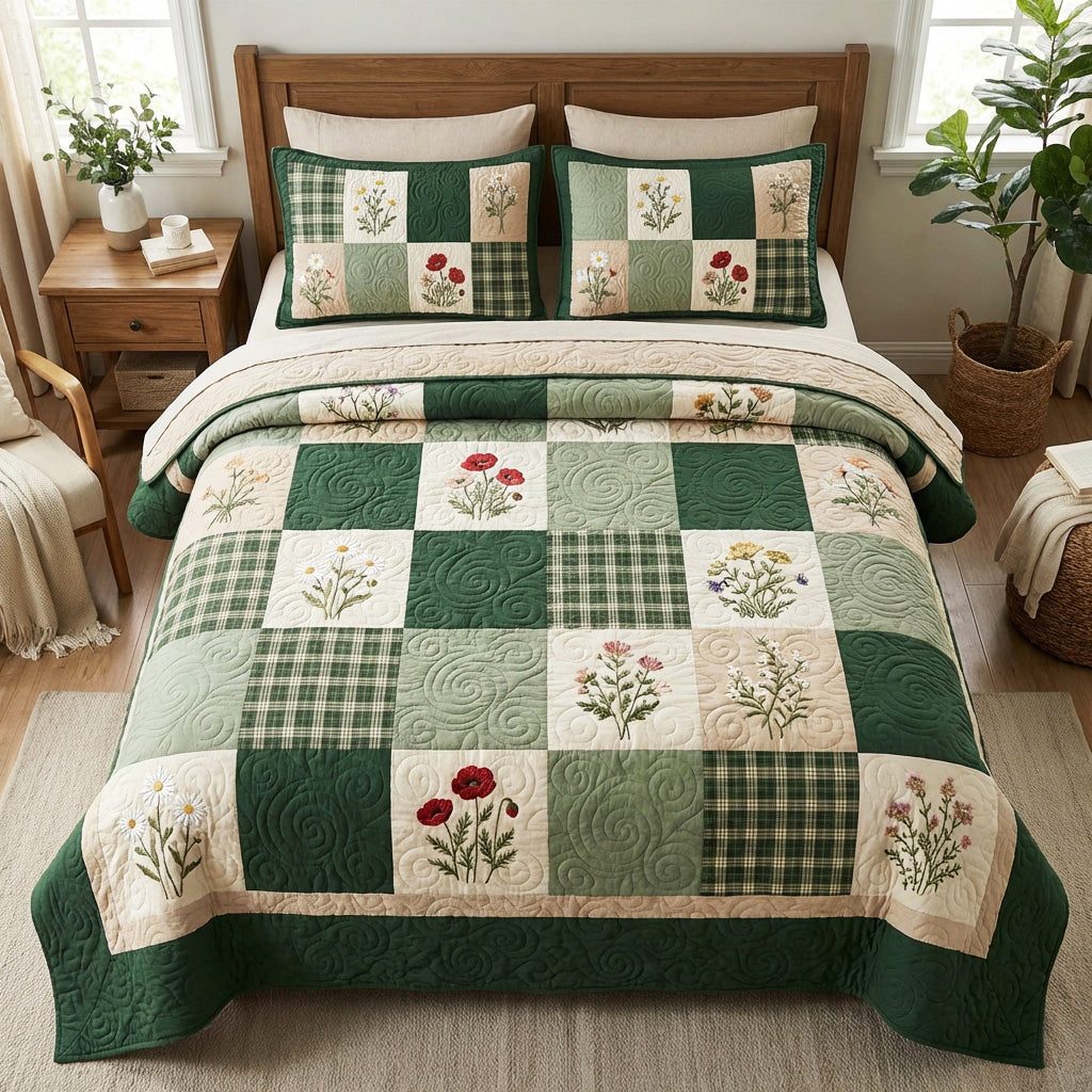 Emerald Garden Quilted Bedding Set LD230