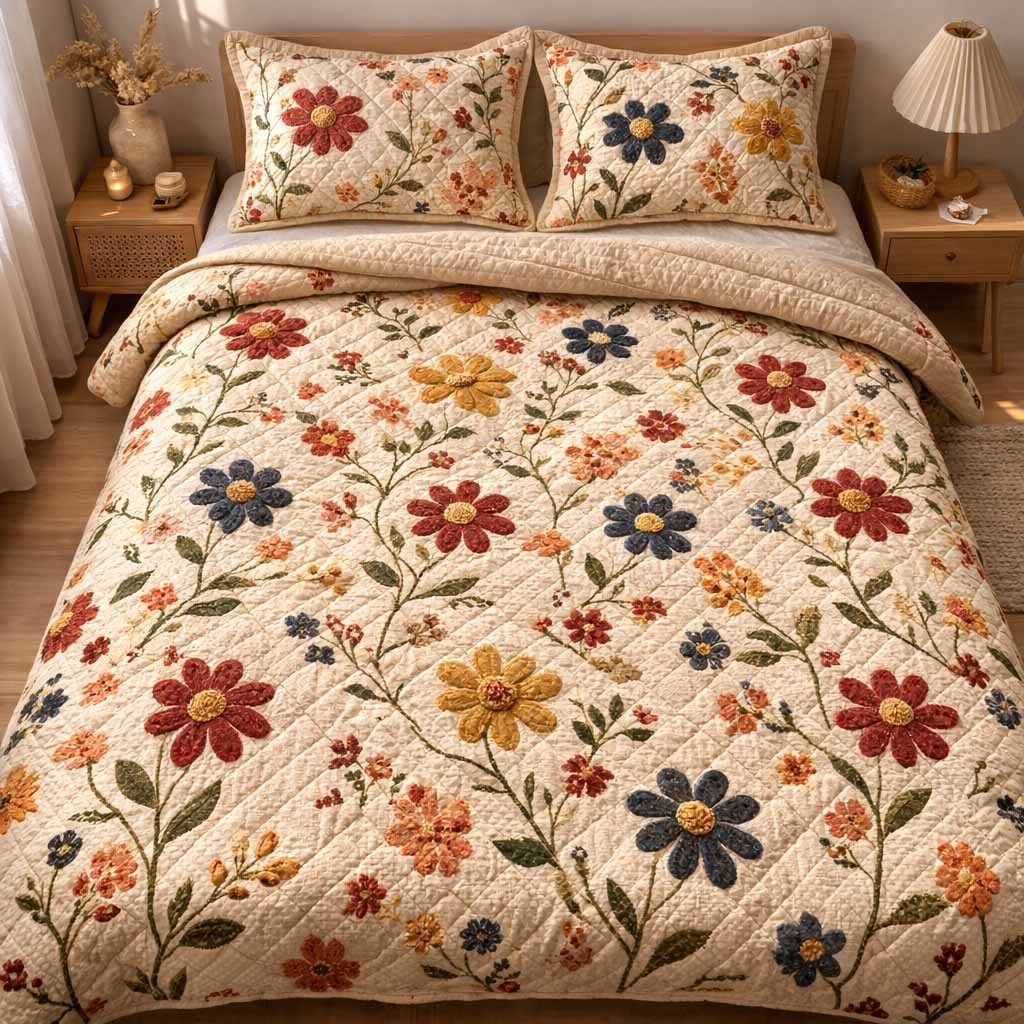 Wildflower Nest Quilted Bedding Set LD232