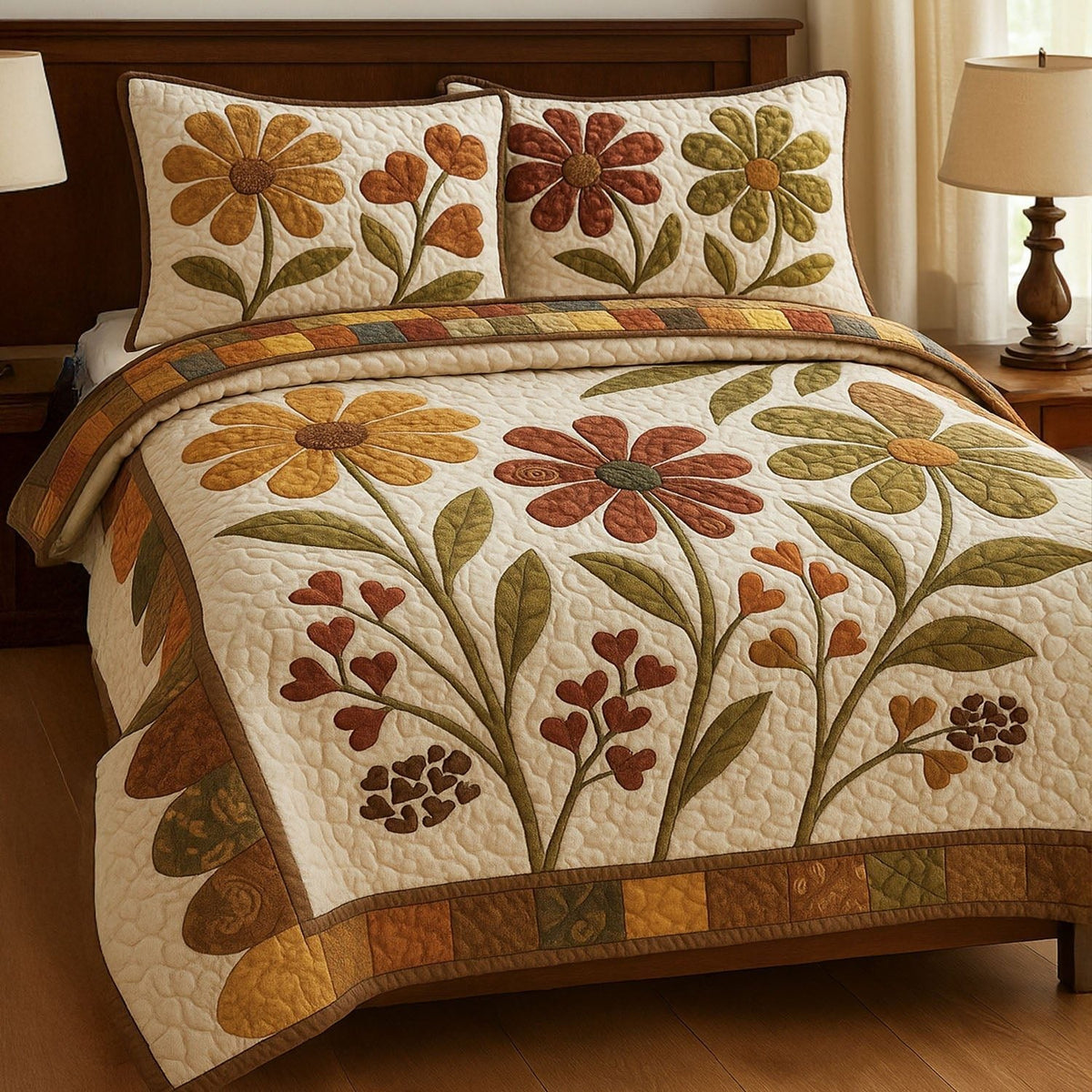 Wildflower Delight Quilted Bedding Set LD233