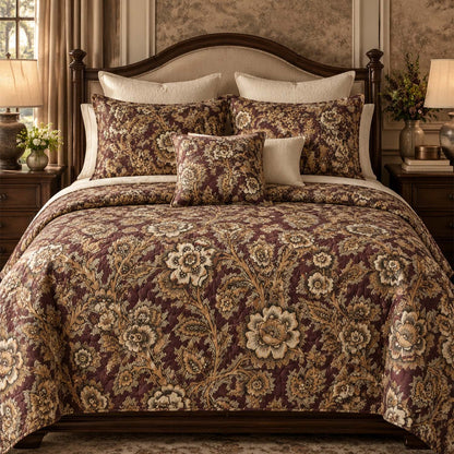 Vintage Botanical Floral Quilted Bedding Set LD239