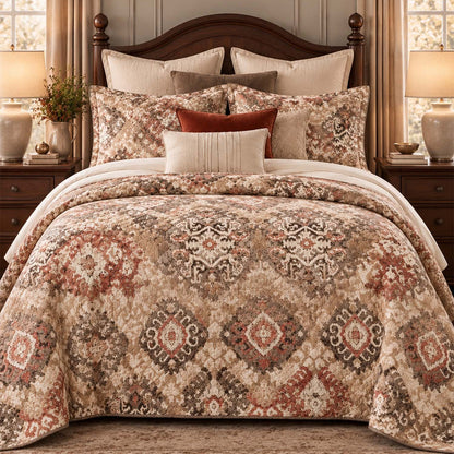 Vintage Botanical Floral Quilted Bedding Set LD240