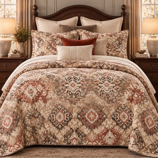 Vintage Botanical Floral Quilted Bedding Set LD240