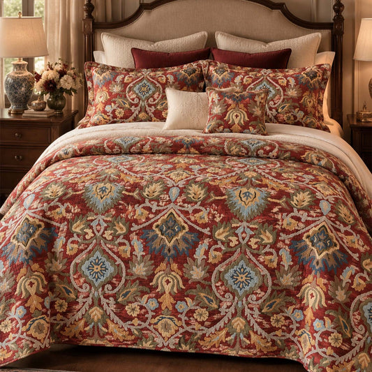 Vintage Floral Boho Quilted Bedding Set LD241