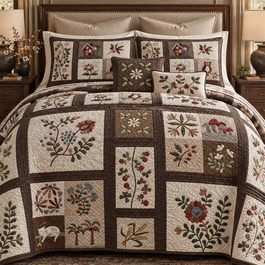 Vintage Country Fruit Floral Patchwork Quilted Bedding Set LD250