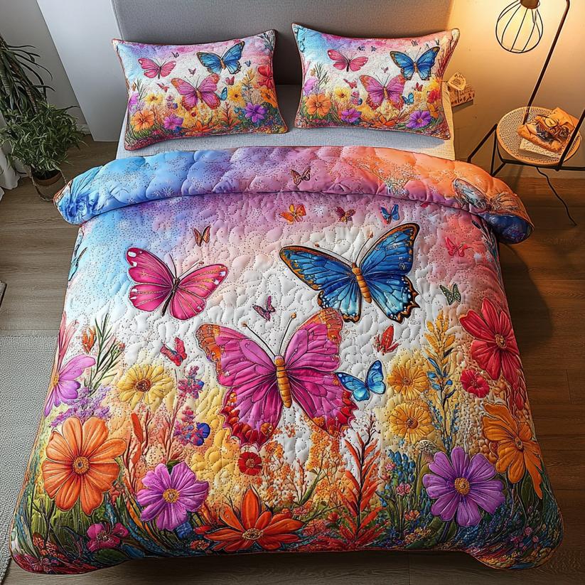 Dancing Wings Quilted Duvet Cover Set LD03