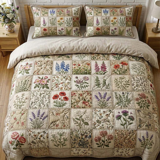 Flower Patchwork Quilted Duvet Cover Set LD16