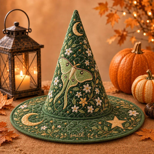 Green Cottagecore Personalized Quilted Halloween Hat LD08