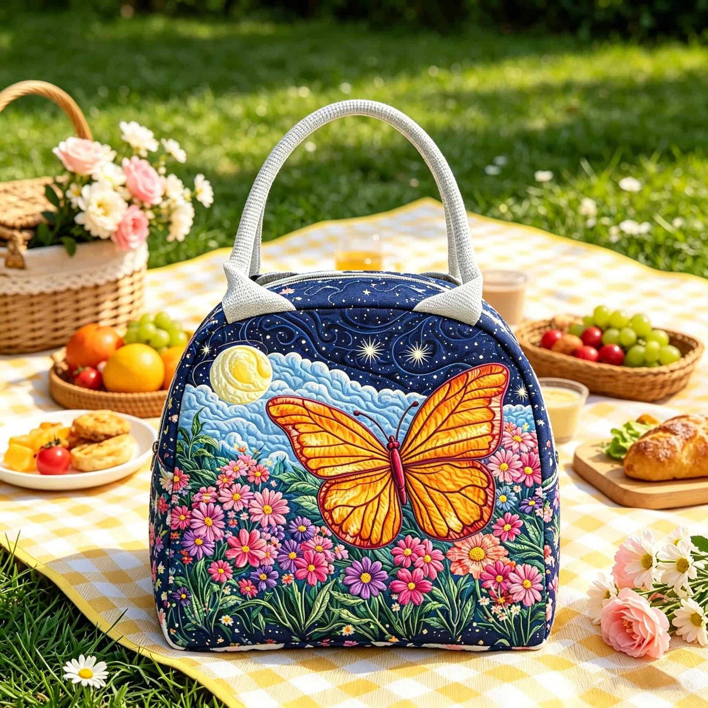 Butterfly Floral Quilted Lunch Bag LD02