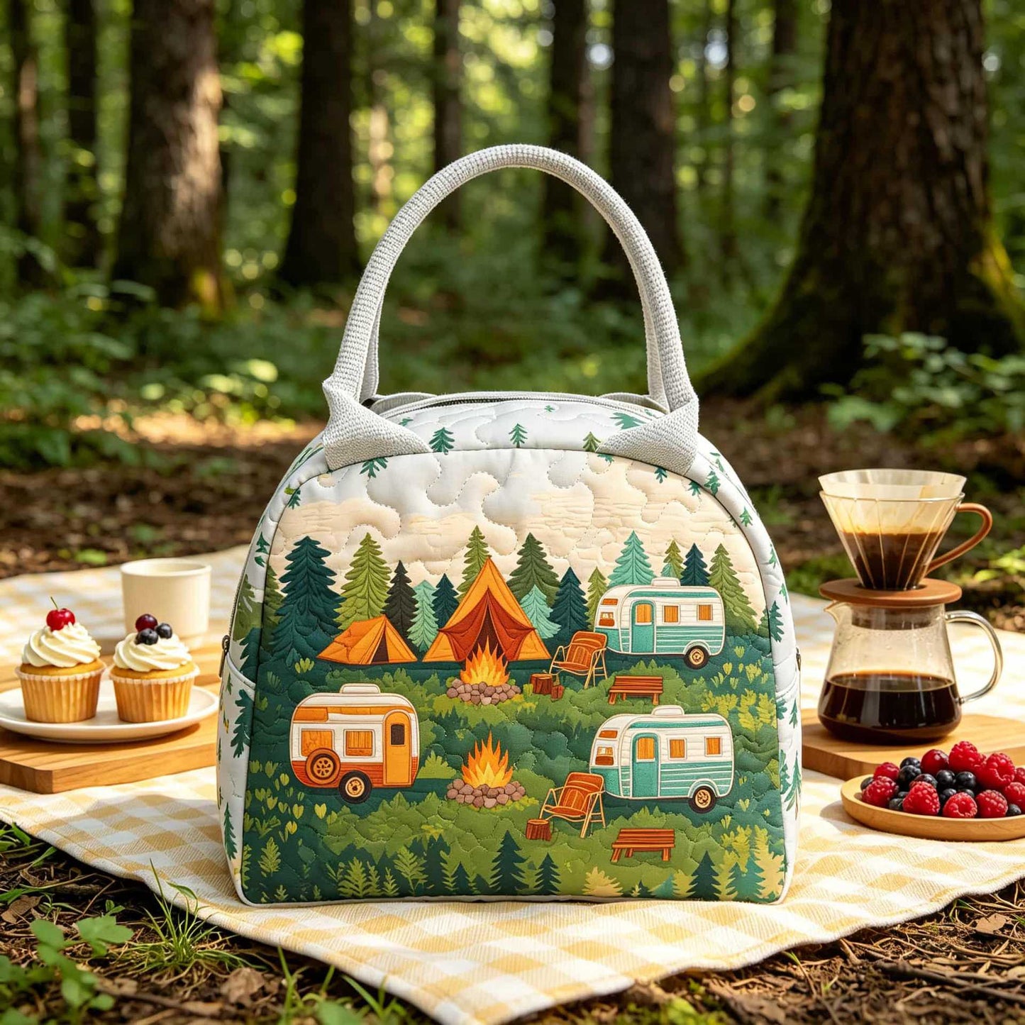 Vintage Camper Quilted Lunch Bag LD03