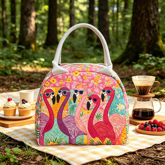 Cute Pink Flamingo Quilted Lunch Bag LD05