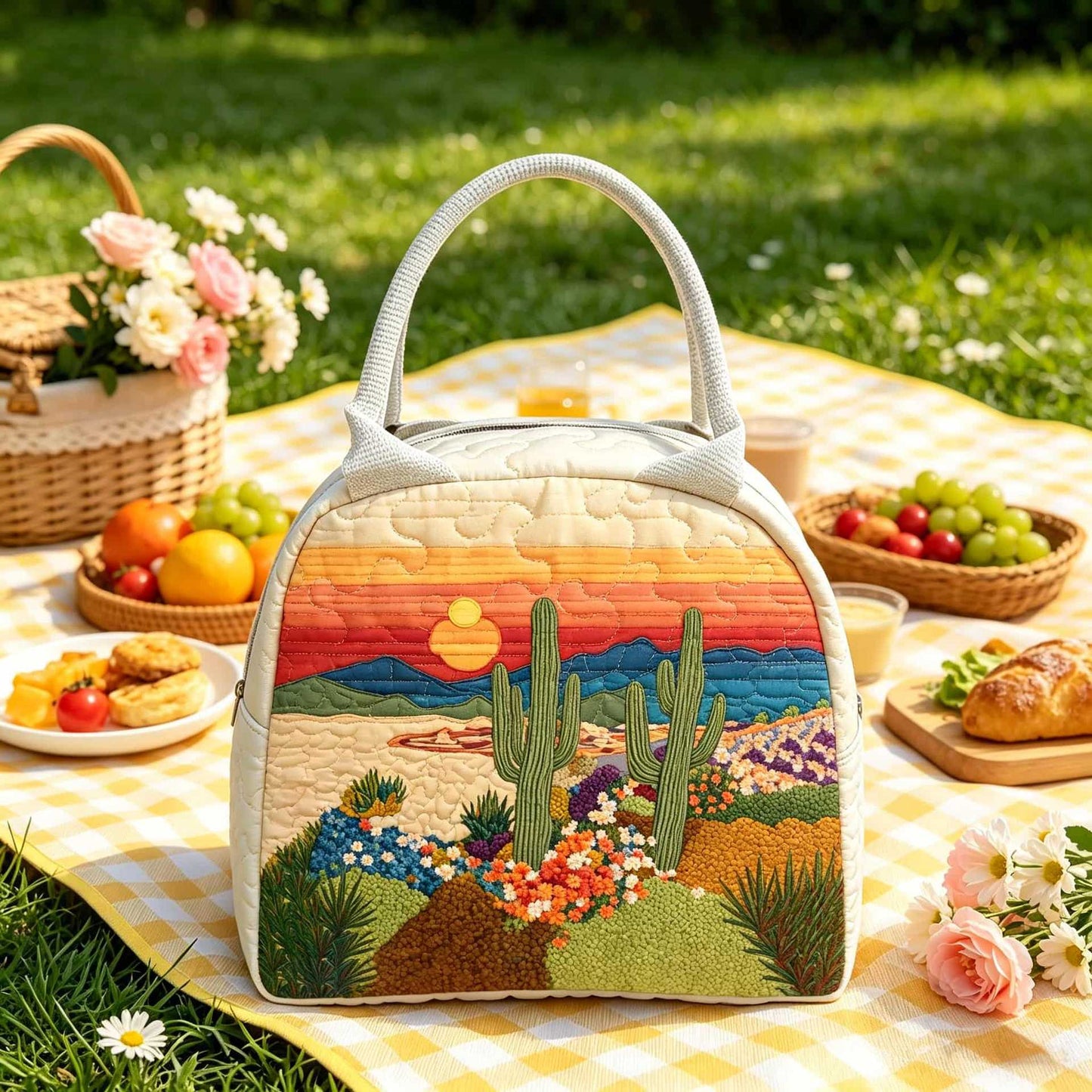 Cactus Desert Sunset Quilted Lunch Bag LD06