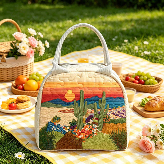 Cactus Desert Sunset Quilted Lunch Bag LD06