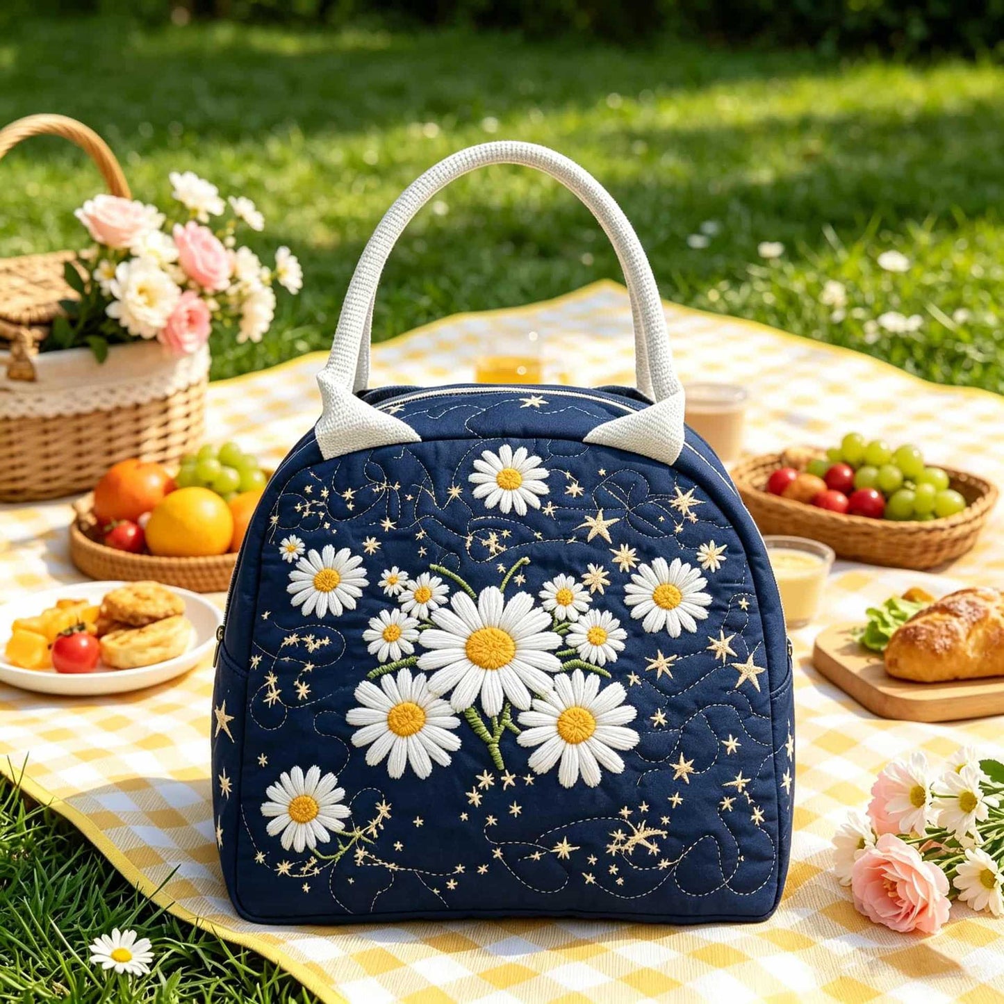Daisy Floral Insulated Quilted Lunch Bag LD11