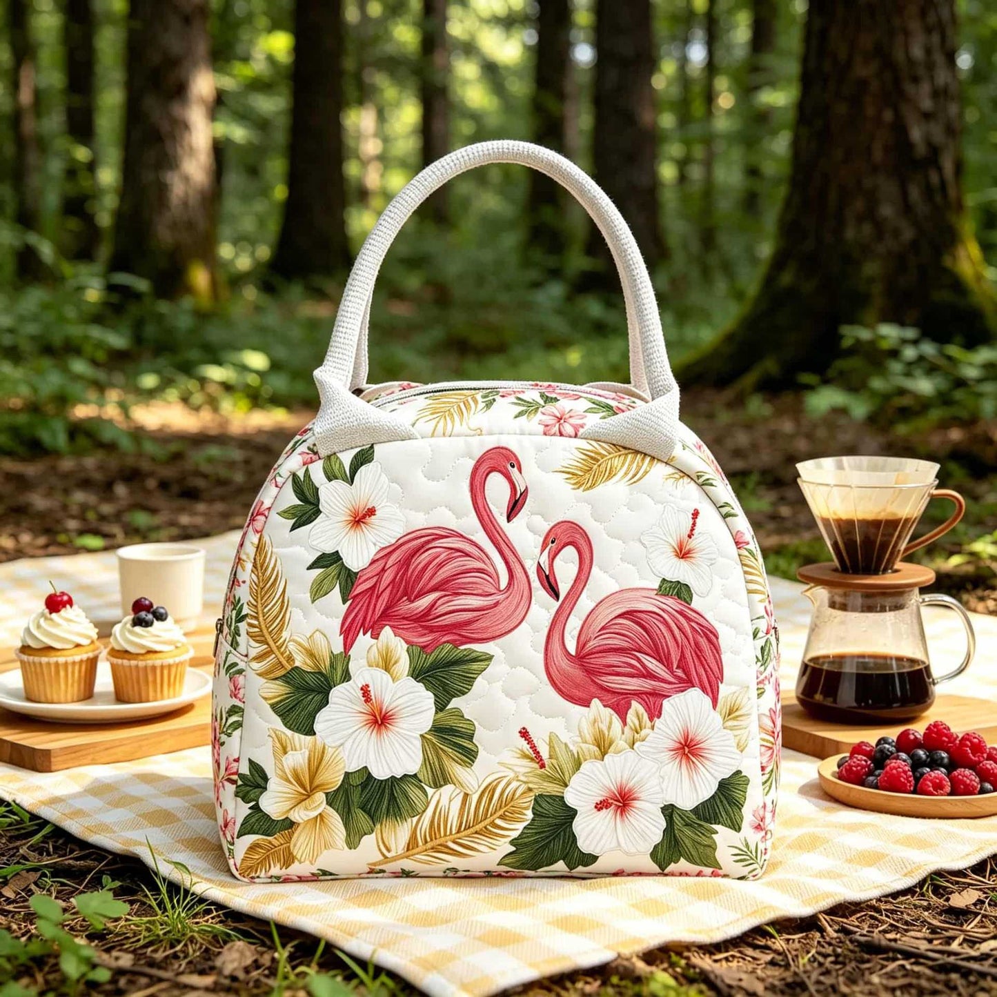 Tropical Flamingo Quilted Lunch Bag LD12