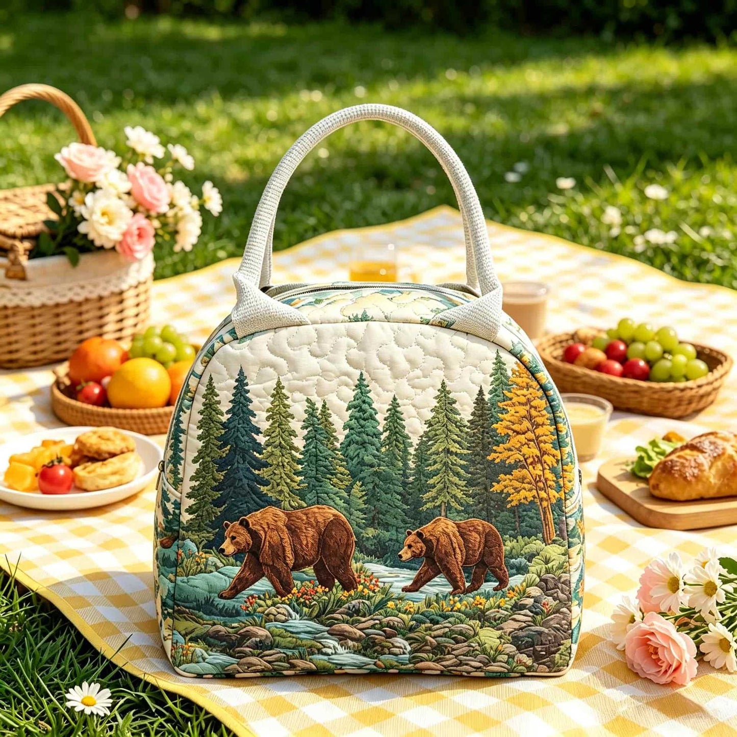 Forest Bear Quilted Lunch Bag LD17