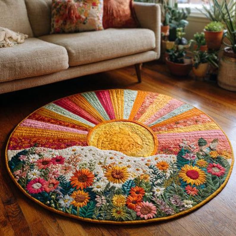 Solar Harmony Quilted Round Rug LD01