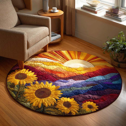 Amber Horizon Quilted Round Rug LD03