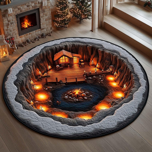 Rustic Fantasy Quilted Round Rug LD04