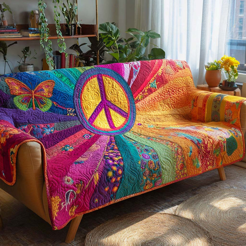 Rainbow Peace Quilted Seat Sofa  LD04