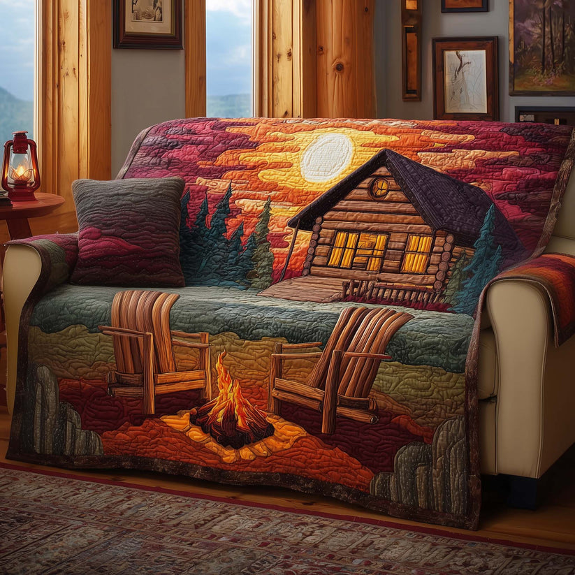 Rustic Log Cabin Quilted Seat Sofa  LD09