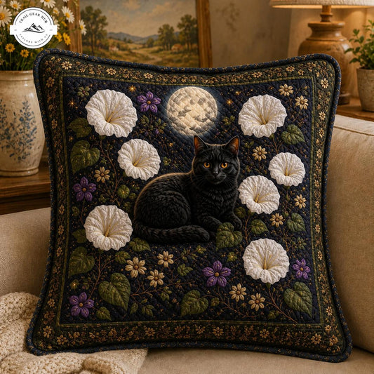 Celestial Black Cat Quilted Pillow Cover LD11QLTPLC