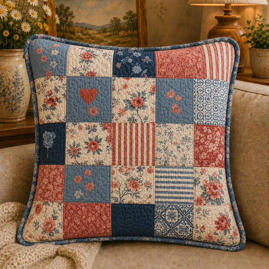 Vintage Cottagecore Patchwork Quilted Pillow Cover LD16QLTPLC