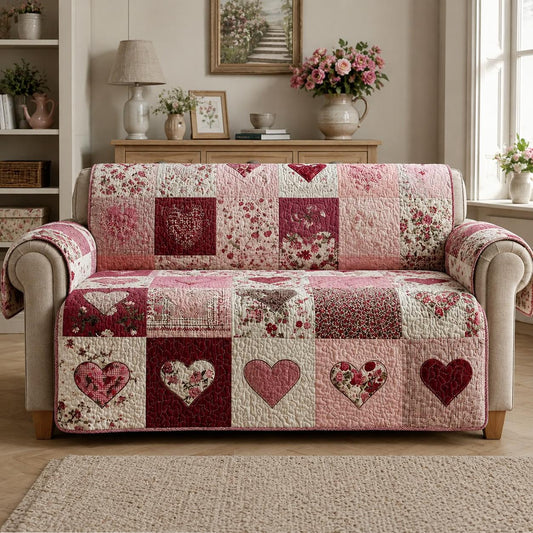 Vintage Pink Heart Quilted Seat Sofa LD17