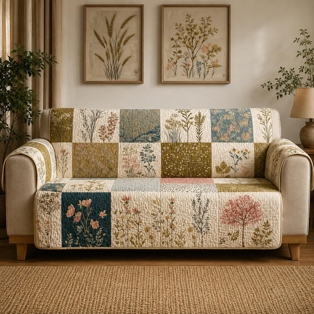 Botanical Wildflower Quilted Seat Sofa LD19
