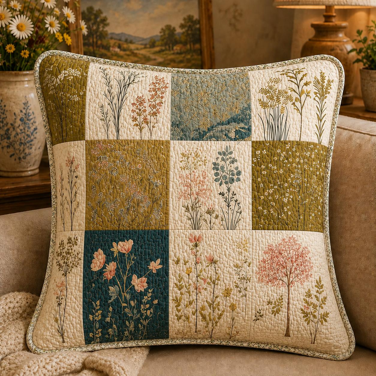 Botanical Wildflower Quilted Pillow Cover LD19QLTPLC