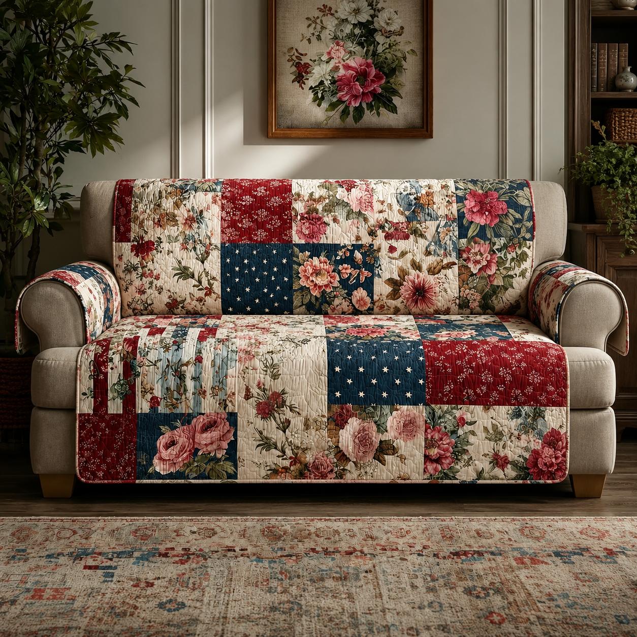 Patchwork Floral Quilted Seat Sofa LD20