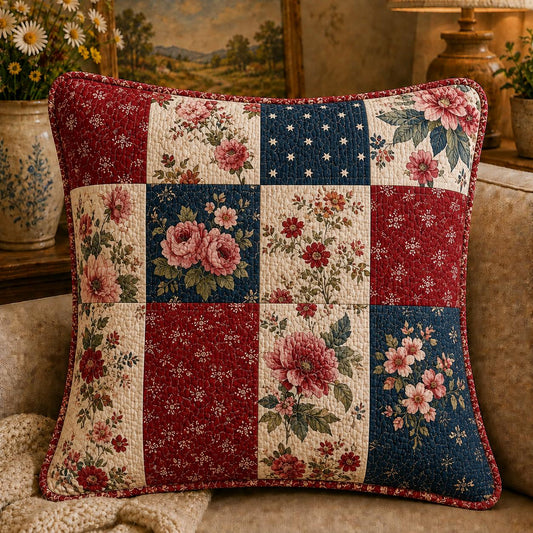 Patchwork Floral Quilted Pillow Cover LD20QLTPLC