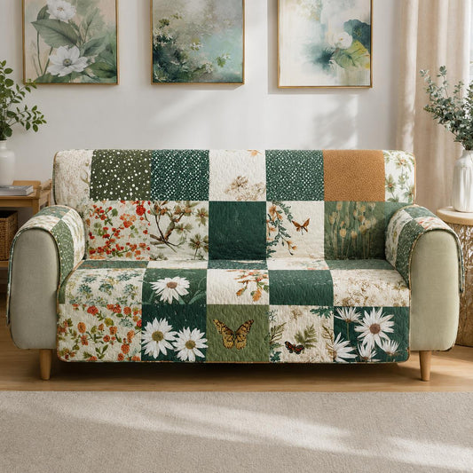 Botanical Garden Patterned Quilted Seat Sofa LD22