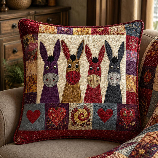 Whimsical Donkey Quilted Pillow Cover LD26QLTPLC