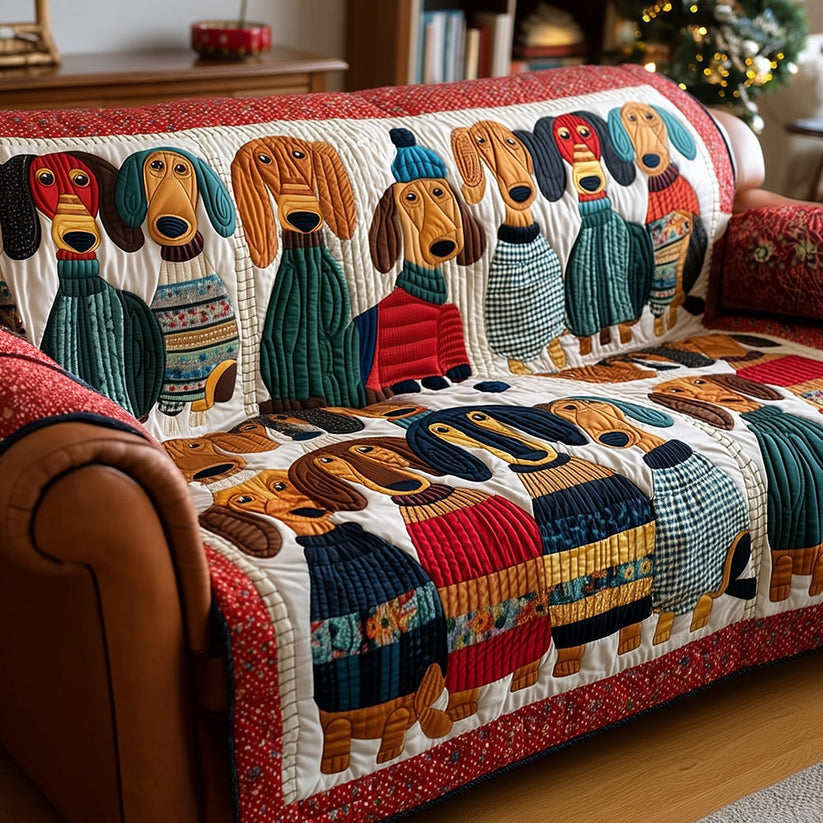 Dachshund Slumber Party Quilted Seat Sofa LD31