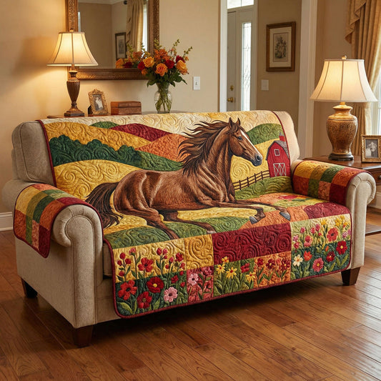 Rustic Prairie Horse Quilted Seat Sofa LD33