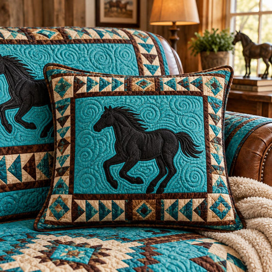 Southwestern Turquoise Quilted Pillow Cover LD34QLTPLC