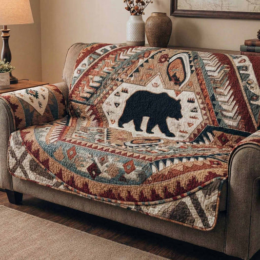 Rustic Cabin Bear Quilted Seat Sofa LD35